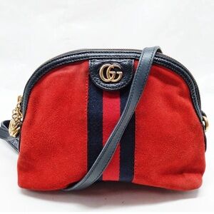 Gucci Ophidia Crossbody bag Sherry Line Red Suede Black Patent Leather